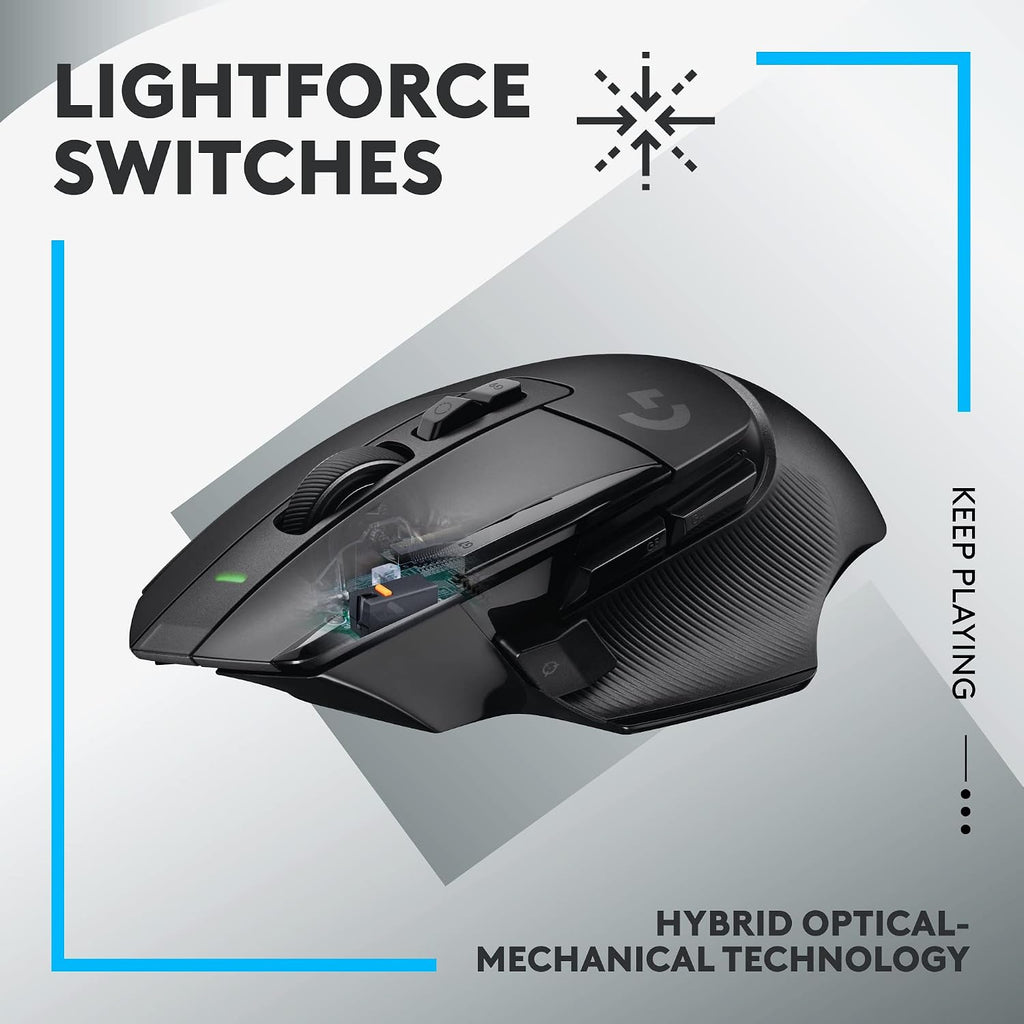 Logitech G502 X Lightspeed Wireless Gaming Mouse: Optical Switches, 13 Buttons, <140 hrs Battery Life & USB-C, Infinite Scroll Toggle, PowerPlay Wireless Charging Capable, for PC/MacOS - Black
