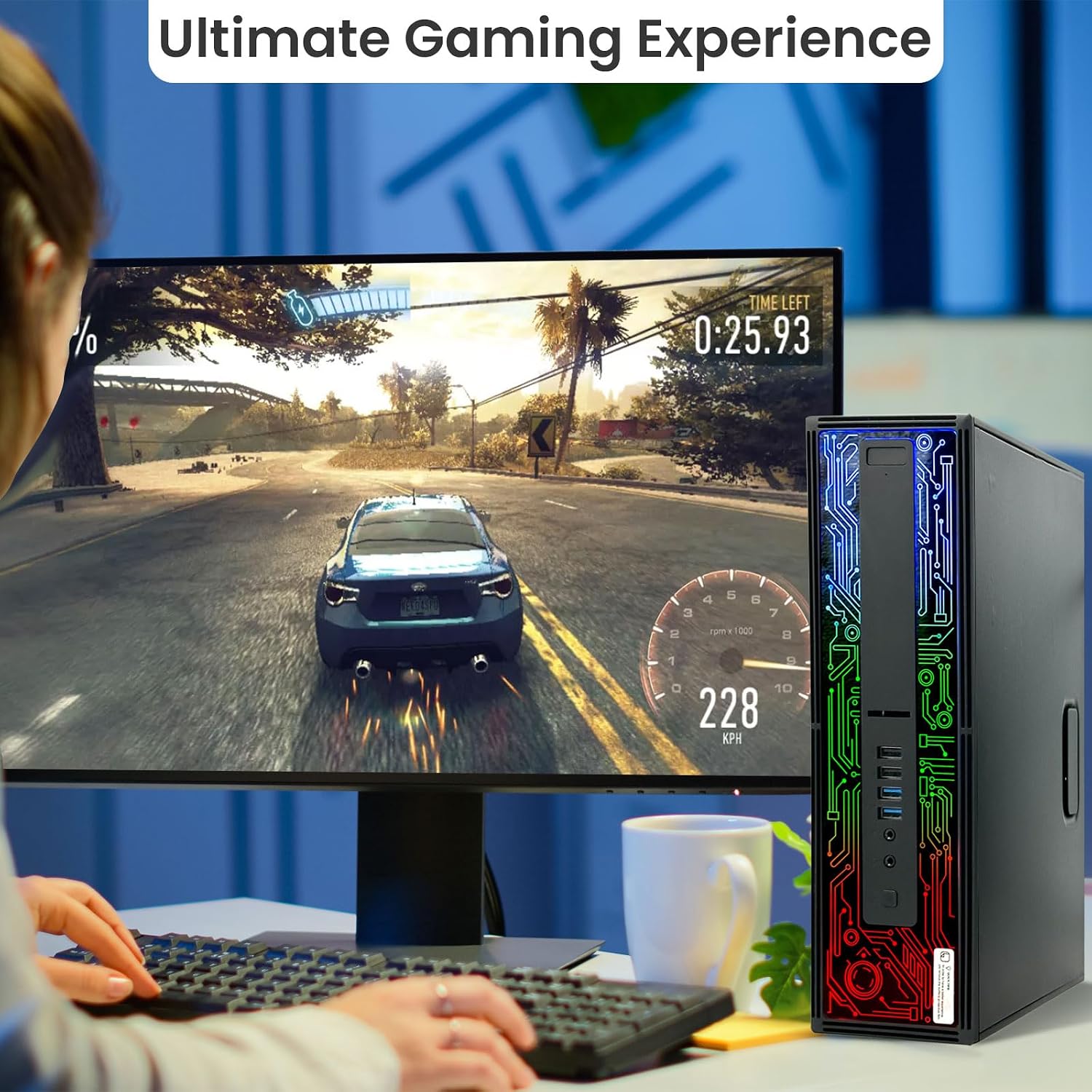 BTO HP G2 RGB Gaming Desktop PC – Intel i5 6th Gen Processor – 16GB Ram – 1TB SSD – NVIDIA GeForce GTX 1050 Ti DDR5 – 24-inch Monitor – Wi-Fi – Windows 11 Pro – Computer Tower for PC Gamer (Renewed)