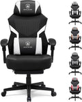 GTPLAYER Gaming Chair, Mesh Office Chairs with Footrest for Adults, Big and Tall Gamer Ergonomic Computer Chair with Height Adjustable (White)