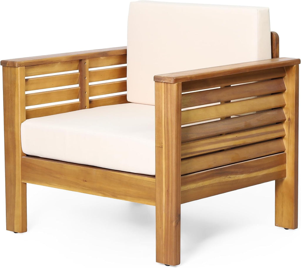 Merax 2 Pcs Outdoor Acacia Wood Club Chairs Patio Conversation Set with Cushions for Backyard