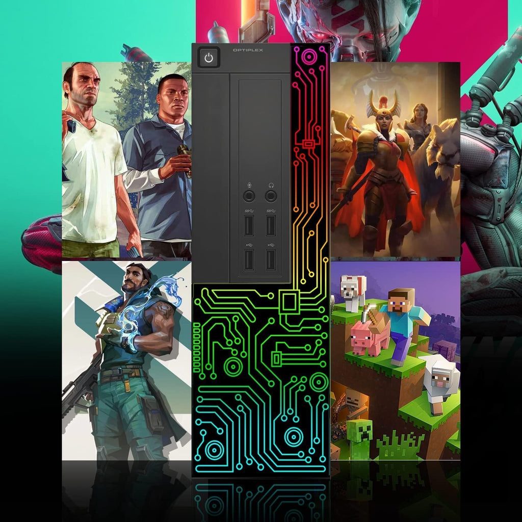 Dell RGB Gaming Desktop Computer PC, Intel Core i5, GeForce GT 1030 2GB GDDR5, 16GB RAM, 512GB SSD, 24 Inch HDMI Monitor, RGB Keyboard Mouse and Headset, WiFi, Windows 11 Pro (Renewed)