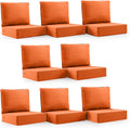 6' Thick Outdoor Cushion, 24*24*6' Patio Furniture Cushions with Waterproof Patio Furniture Cushions with Removable Cover, 28D High Density Patio Cushion for Outdoor Furniture, Orange-8pcs