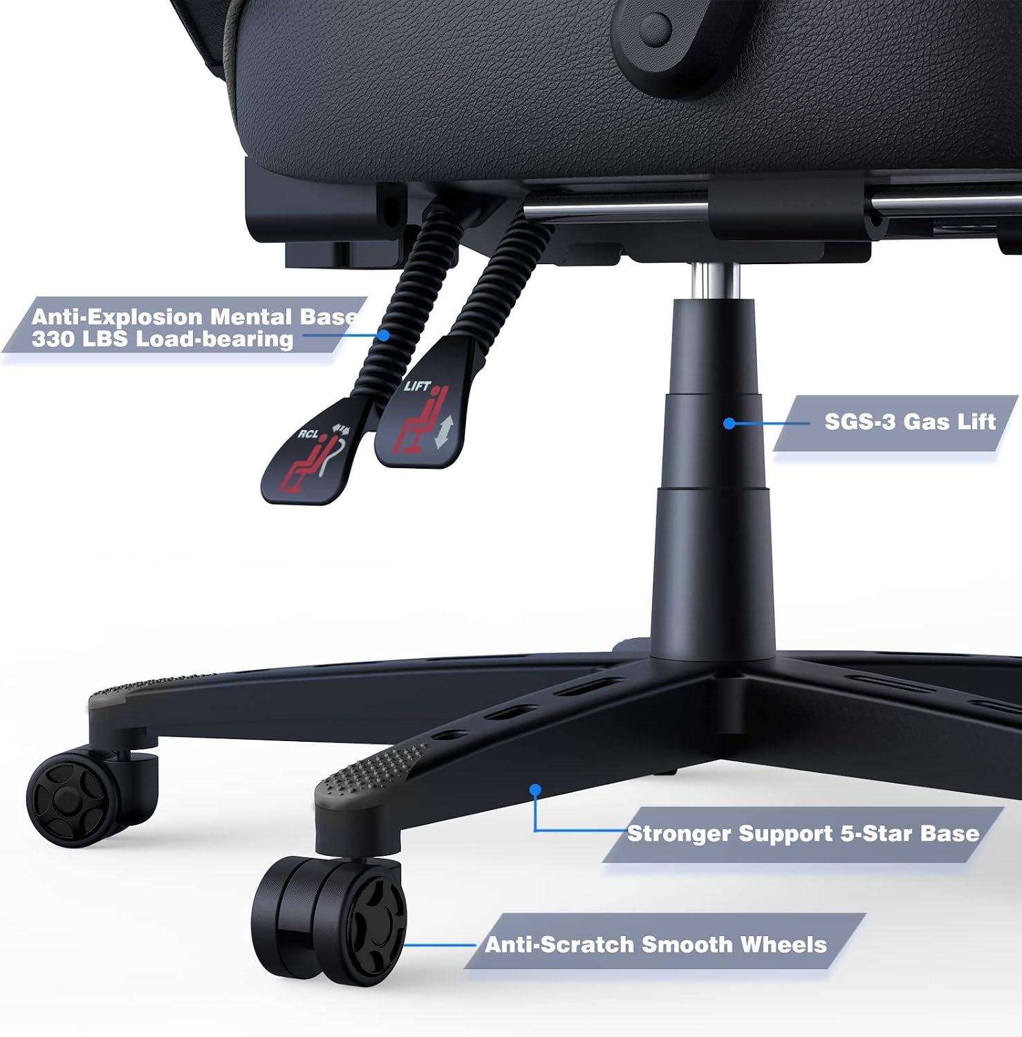 ELECWISH Gaming Chair, Reclining Computer Chair with Footrest and Lumbar Support, High Back Ergonomic for Adults with Headrest PU Leather
