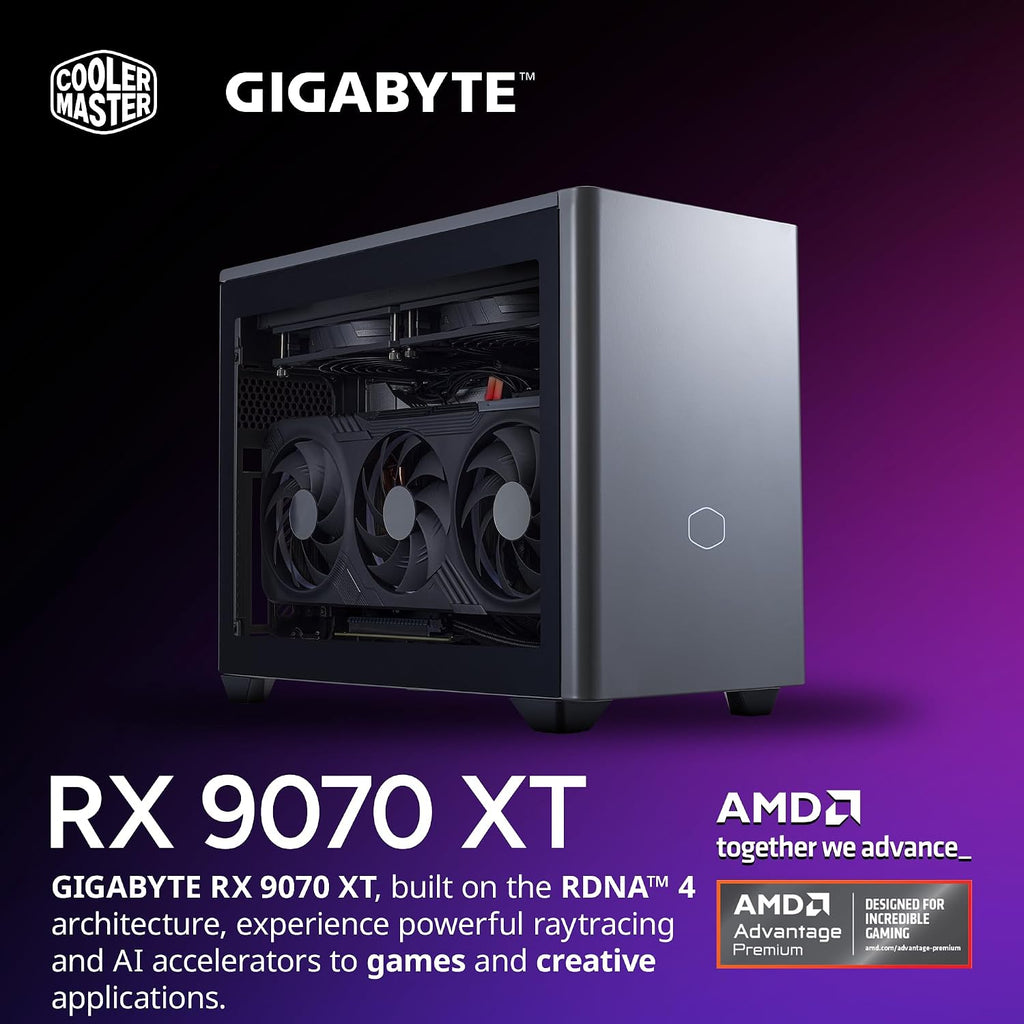 Cooler Master NR2 Pro Gaming PC – AMD RYZEN 7 7800X3D, AMD RX 9070 XT 16GB, 32GB DDR5 6000MHz, 2TB Gen4 M.2, Windows 11, V850 SFX Gold PSU, Compact Mini ITX Desktop PC