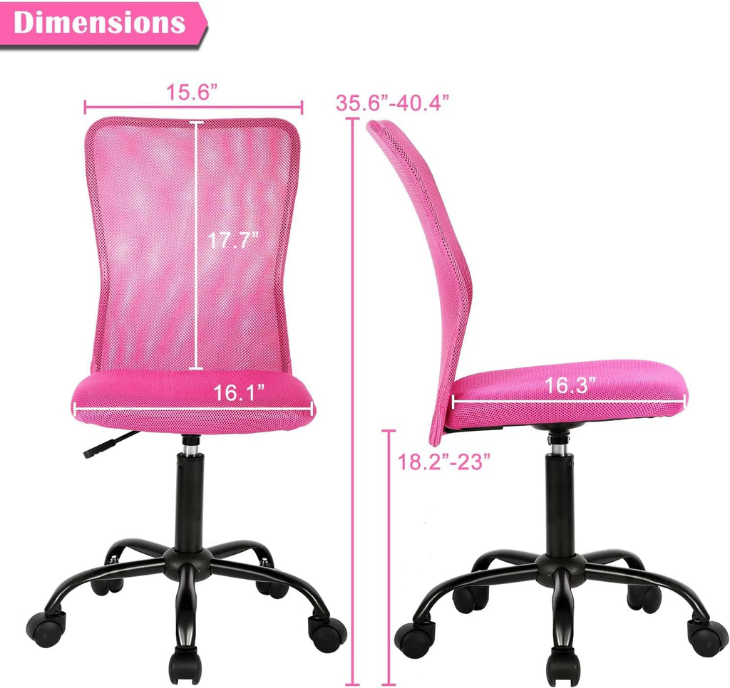 Ergonomic Chairs Set of 4, Cute Adjustable Armless Office Desk Chair w/Mesh Back & Soft Thick Seat, Comfy Swivel Rolling Executive Small Computer Task Chair Sillas para Escritorio for Adult Women