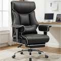 COMHOMA Big and Tall Office Chair 400lbs High Back Gaming Chair with Ergonomic Lumbar Support & Pocket Spring Cushion for Lower Back Pain Relief, Leather Executive Chair with Foot Rest, Iron Black
