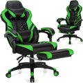 Goplus Gaming Chair, Computer Chair with Footrest and Lumbar Support, Height Adjustable Executive Swivel Rolling Task Chair with 90°-155° Tilt Function (Green)