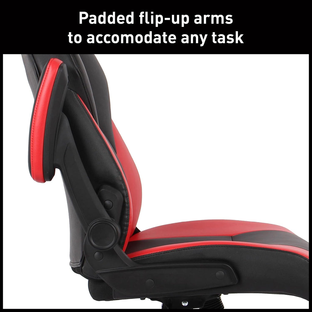 Realspace RS Gaming™ RGX Faux Leather High-Back Gaming Office Chair, Black/Red, BIFMA Compliant