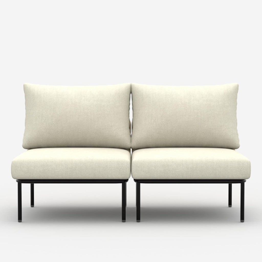 LayinSun 2 Pieces Aluminum Patio Furniture Set, Modern Modular Sectional Middle Chairs and Upgrade Thickness Cushion