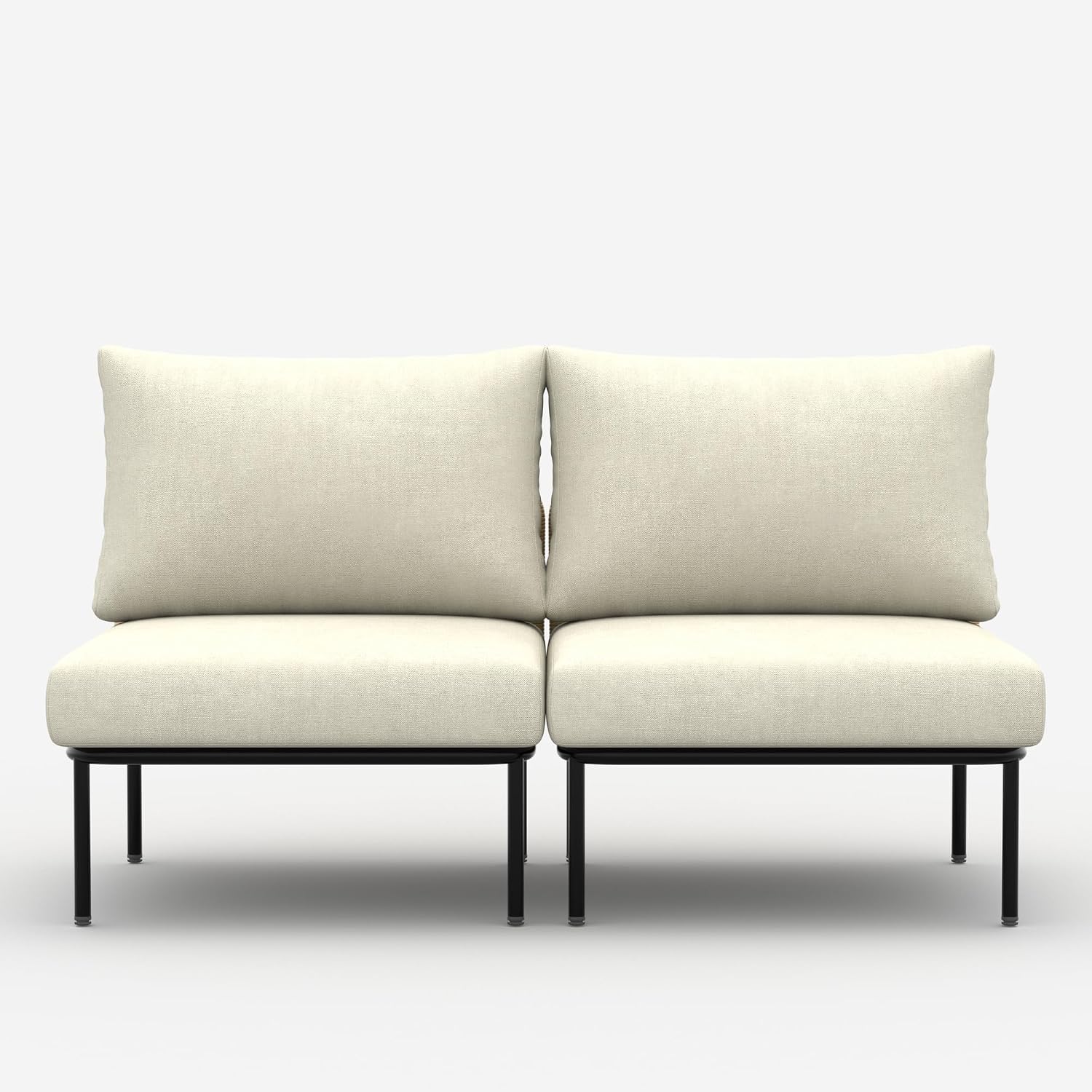 LayinSun 2 Pieces Aluminum Patio Furniture Set, Modern Modular Sectional Middle Chairs and Upgrade Thickness Cushion