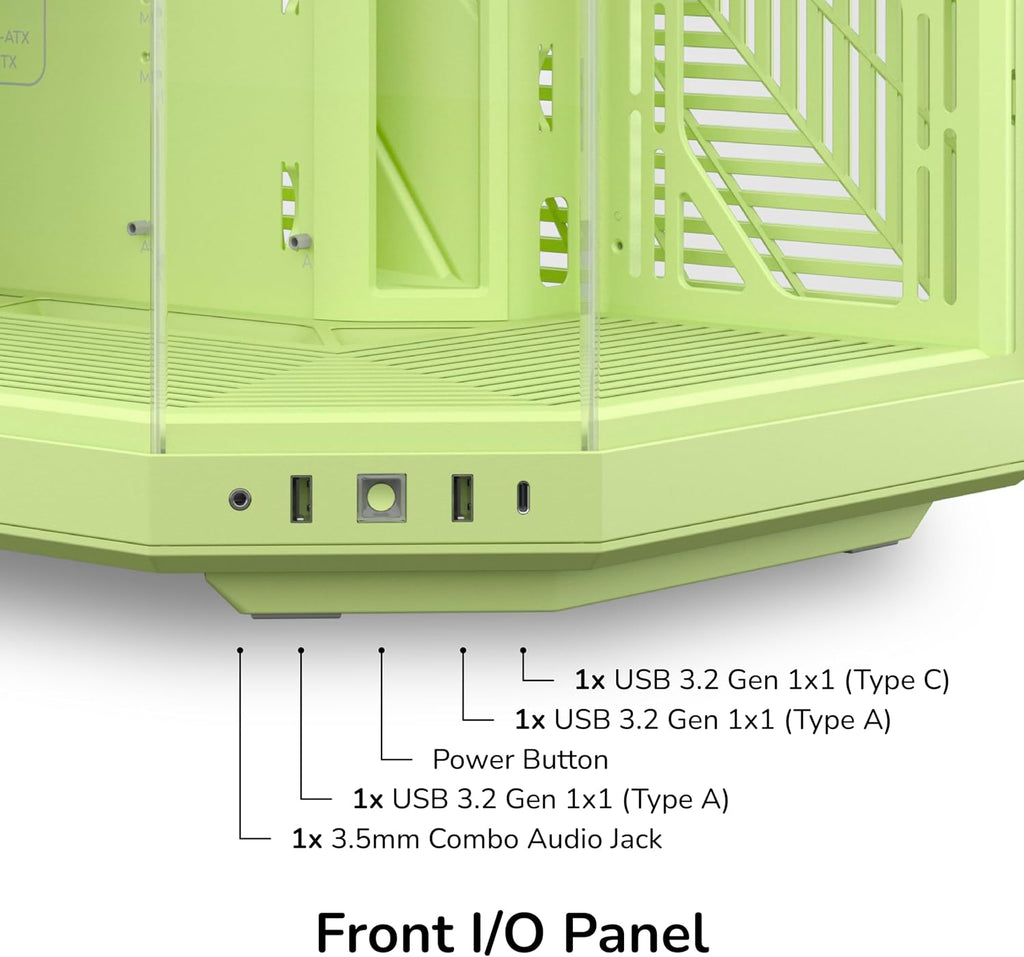 Hyte Y70 Mid-Tower ATX Gaming PC Desktop Case - Panoramic Tempered Glass - Dual Chamber - High Airflow Chassis - PCIE 4.0 Riser Cable Included - New Modern Aesthetic - Matcha Milk (Green)