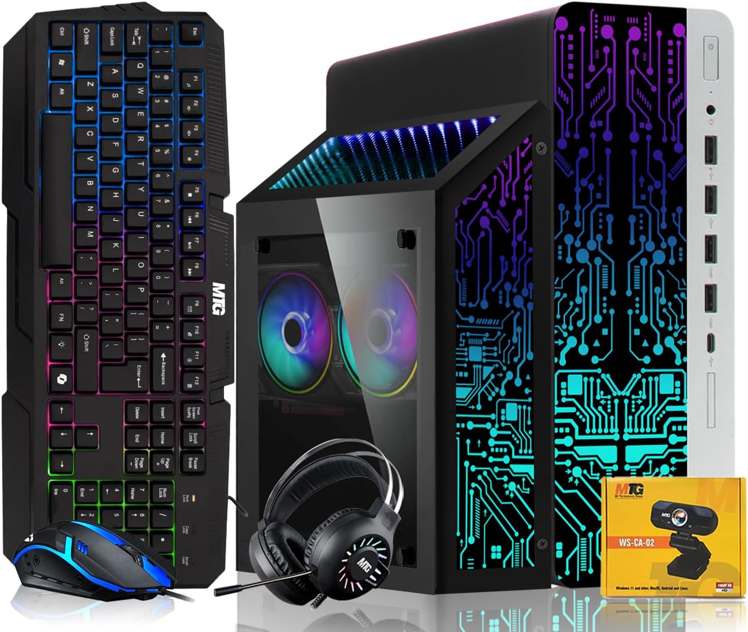 HP G3 Gaming Desktop PC Bundle with Core i7 32GB RAM 1TB SSD RTX 3060 Graphics RGB Keyboard with AI-Enabled Copilot Key Mouse Headphones Webcam Windows 11(Renewed)