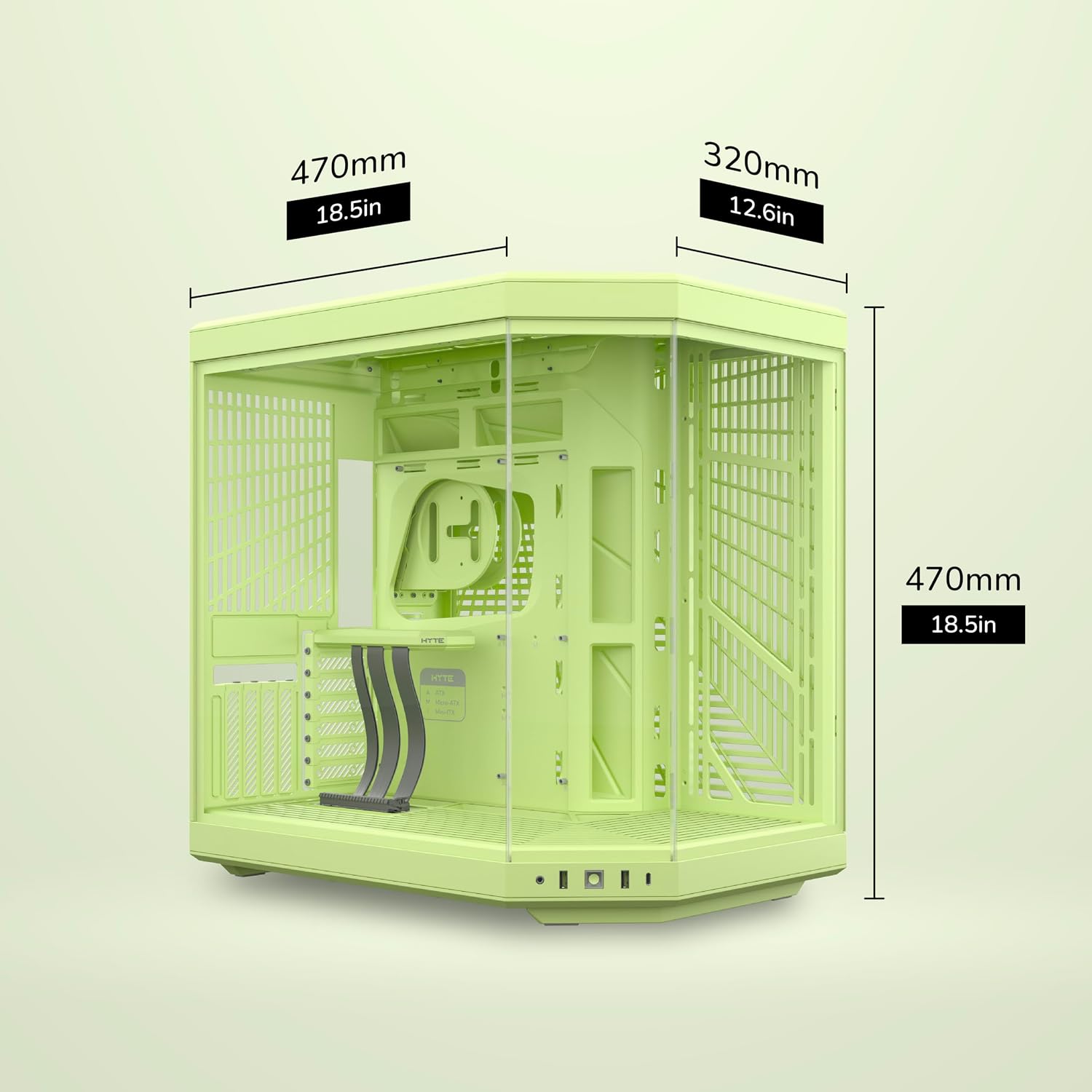 Hyte Y70 Mid-Tower ATX Gaming PC Desktop Case - Panoramic Tempered Glass - Dual Chamber - High Airflow Chassis - PCIE 4.0 Riser Cable Included - New Modern Aesthetic - Matcha Milk (Green)