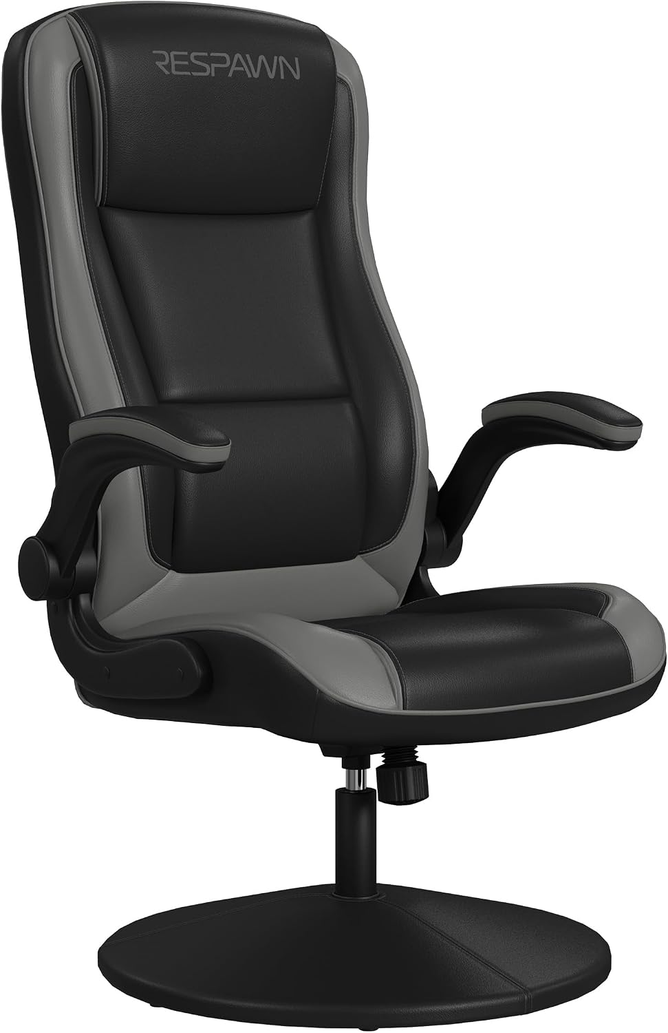 RESPAWN 800 Swivel Rocker Gaming Chair - Ergonomic Floor Gaming Seat with Lumbar Support, Flip Up Armrest, High Back, Pedestal Base, Comfortable No Wheels Console Video Game Rocker Chair - Gray