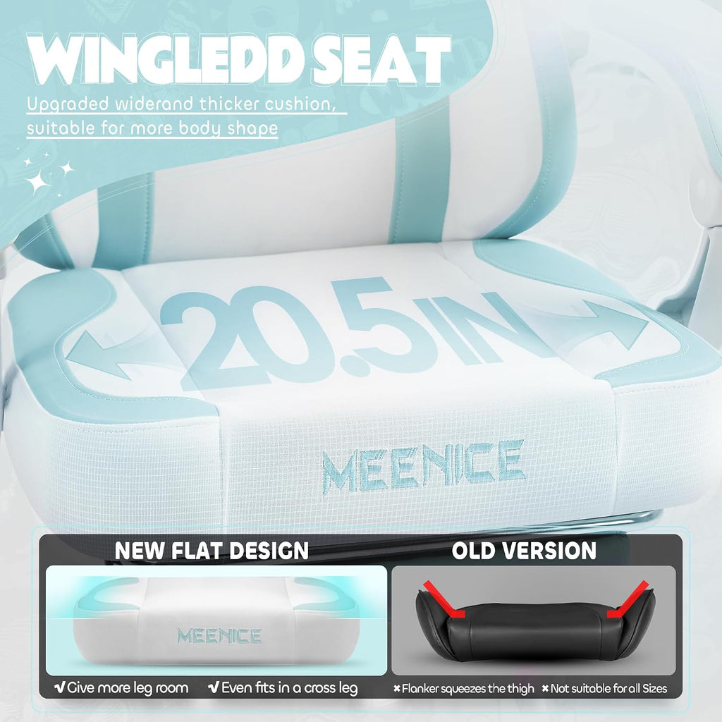 Gaming Chair Cute with Cat Ears Paw Lumbar and Cushion,Ergonomic Computer Chair with Footrest,Reclining PC Game Chair for Girl Computer Chair 300lbs for Adult Aqua Blue