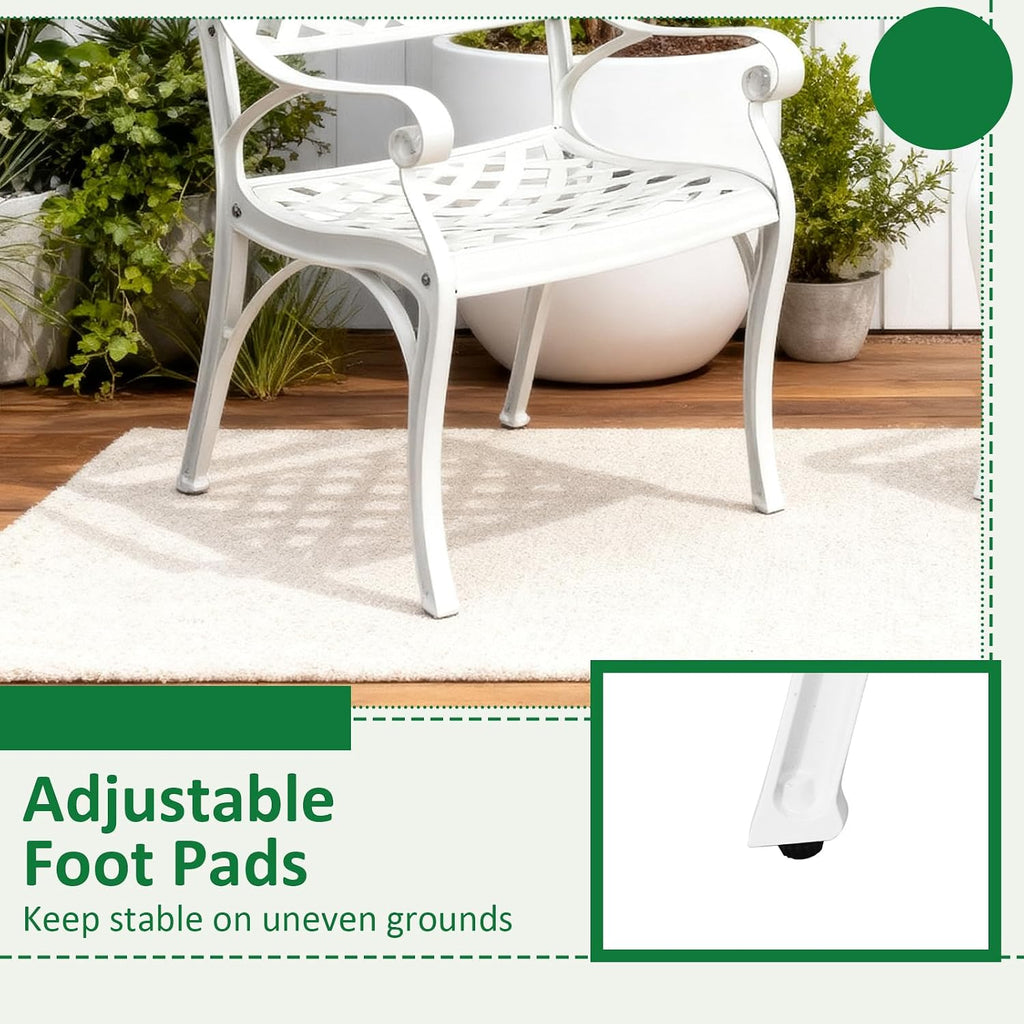 30.31' Outdoor Table and Chairs, Patio Table Set with 2.36' Umbrella Hole, Anti-Resistant Outdoor Dinning Set, Cast Aluminum Patio Furniture Set for Garden, Porch, Deck