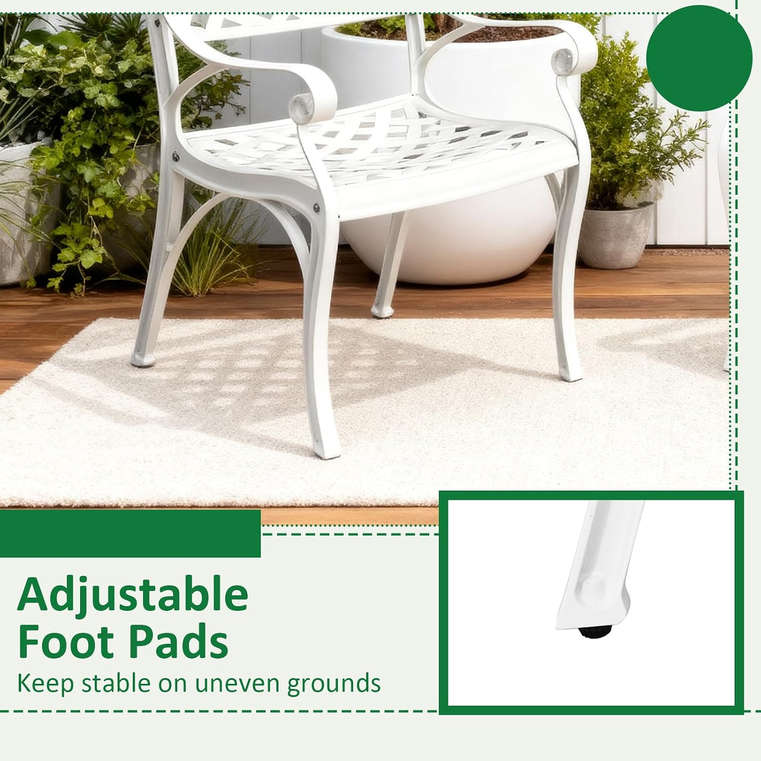 30.31' Outdoor Table and Chairs, Patio Table Set with 2.36' Umbrella Hole, Anti-Resistant Outdoor Dinning Set, Cast Aluminum Patio Furniture Set for Garden, Porch, Deck