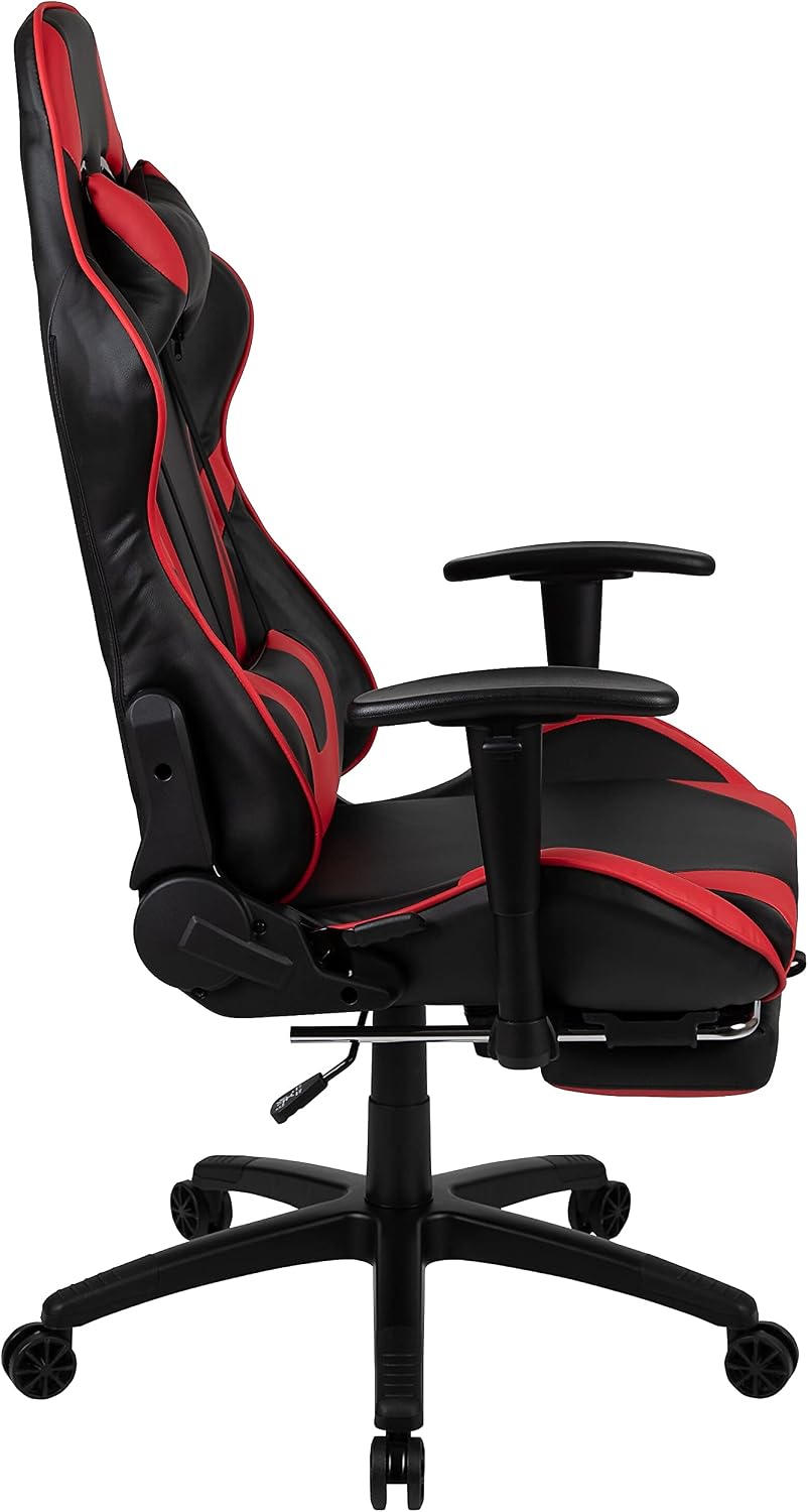 Flash Furniture X30 Gaming Chair Racing Office Ergonomic Computer Chair with Fully Reclining Back and Slide-Out Footrest in Red LeatherSoft