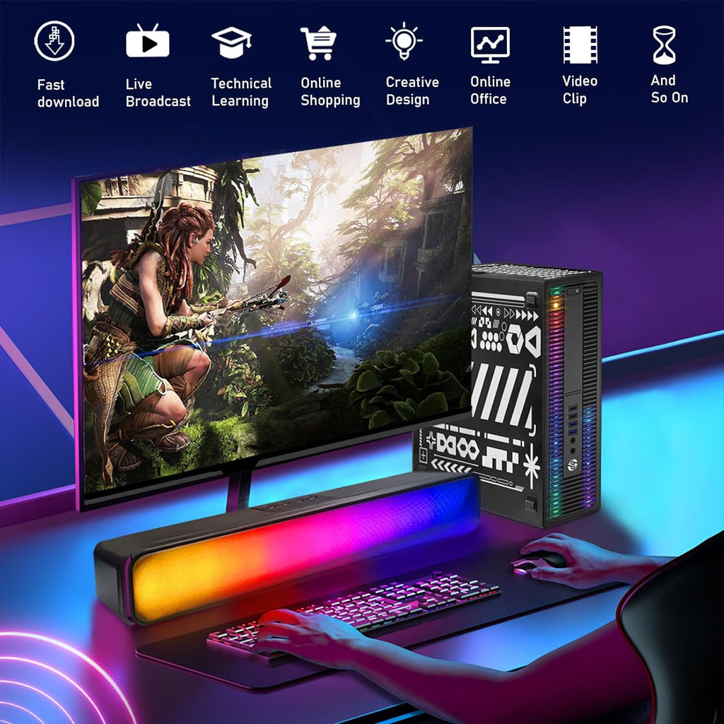 HP RGB Gaming Desktop Computer, Intel Quad Core I5-6500 up to 3.6GHz, GeForce GT 1030 2G GDDR5, 16GB DDR4, 512G SSD, RGB Keyboard & Mouse, 600M WiFi & Bluetooth 5.0, Windows 11 Pro (Renewed)