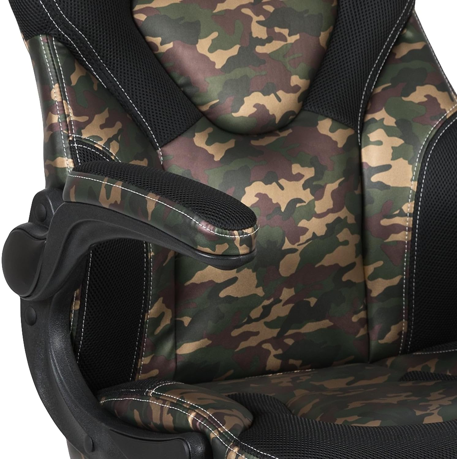 Flash Furniture X10 Gaming Chair Racing Office Ergonomic Computer PC Adjustable Swivel Chair with Flip-up Arms, Camouflage/Black LeatherSoft
