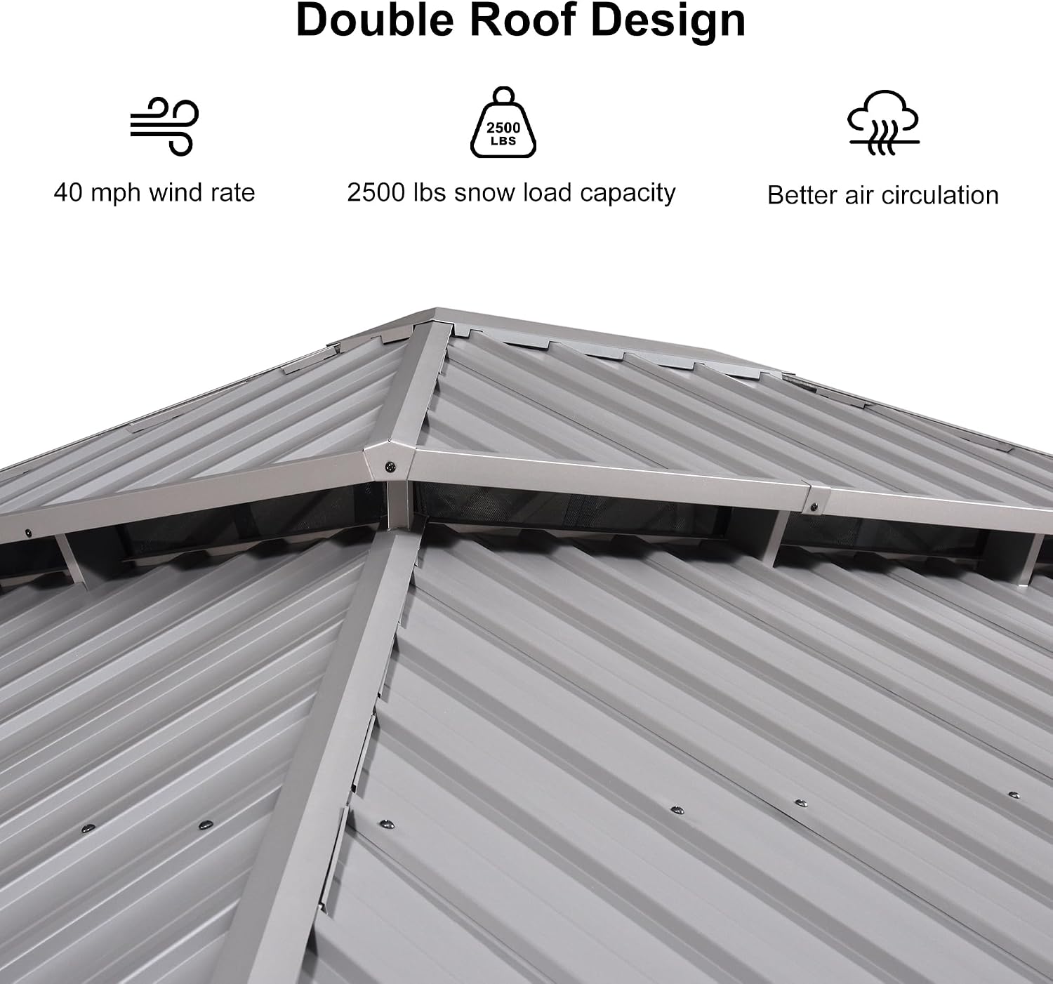 PURPLE LEAF 14' x 16' Hardtop Aluminum Gazebo with Netting and Curtains Heavy Duty Permanent Gazebo with Double Metal Roof for Patio Deck Lawn Garden All Weather Outdoor Pavilion Gazebos, Light Grey