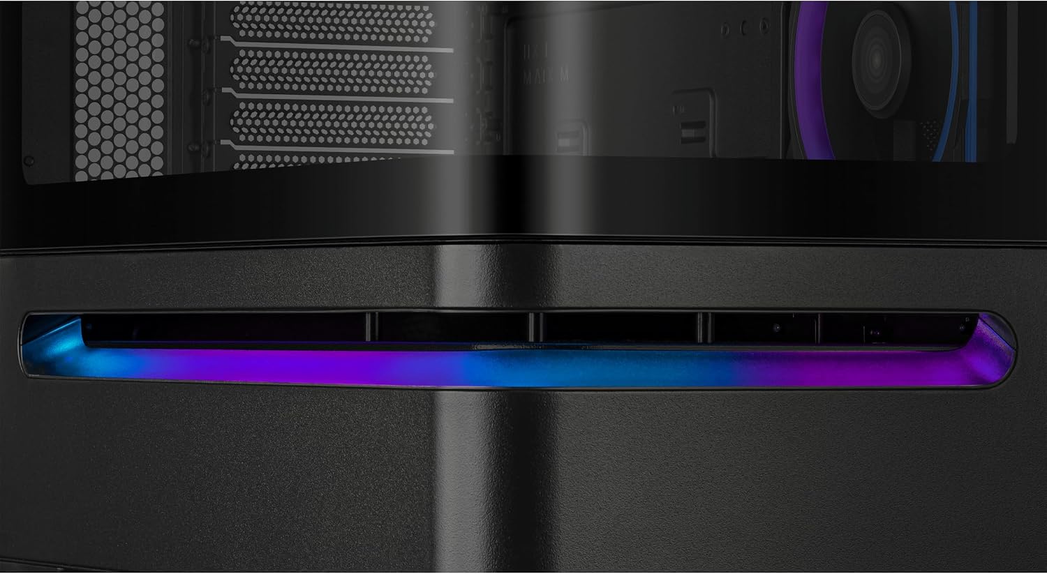ASUS Prime AP202 ARGB Black mATX pc case with Fully Tempered Curved Glass, Supports Graphics Cards up to 420mm Long, 360mm Long radiators, Easy-Detach Rail, Patented Slot Vent, 3 Built-in ARGB Fans