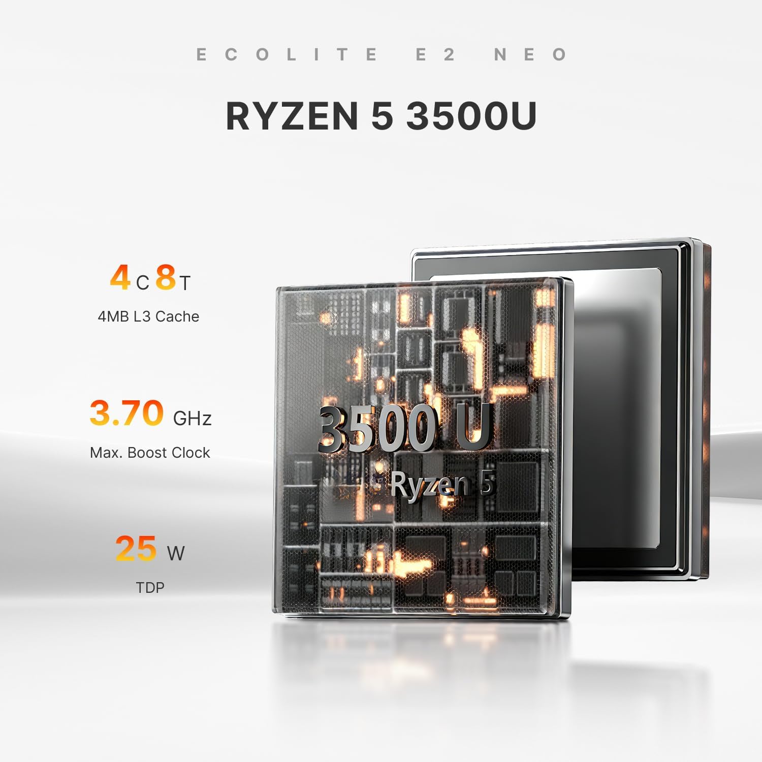 BOSGAME E2 Mini PC, AMD Ryzen 5 3500U (up to 3.7GHz), 16GB DDR4 RAM 512GB NVMe SSD, Desktop Computer 4K Triple Display via Dual HDMI & USB-C, WiFi 5, BT 5.0, Small Form Factor Business Office PC