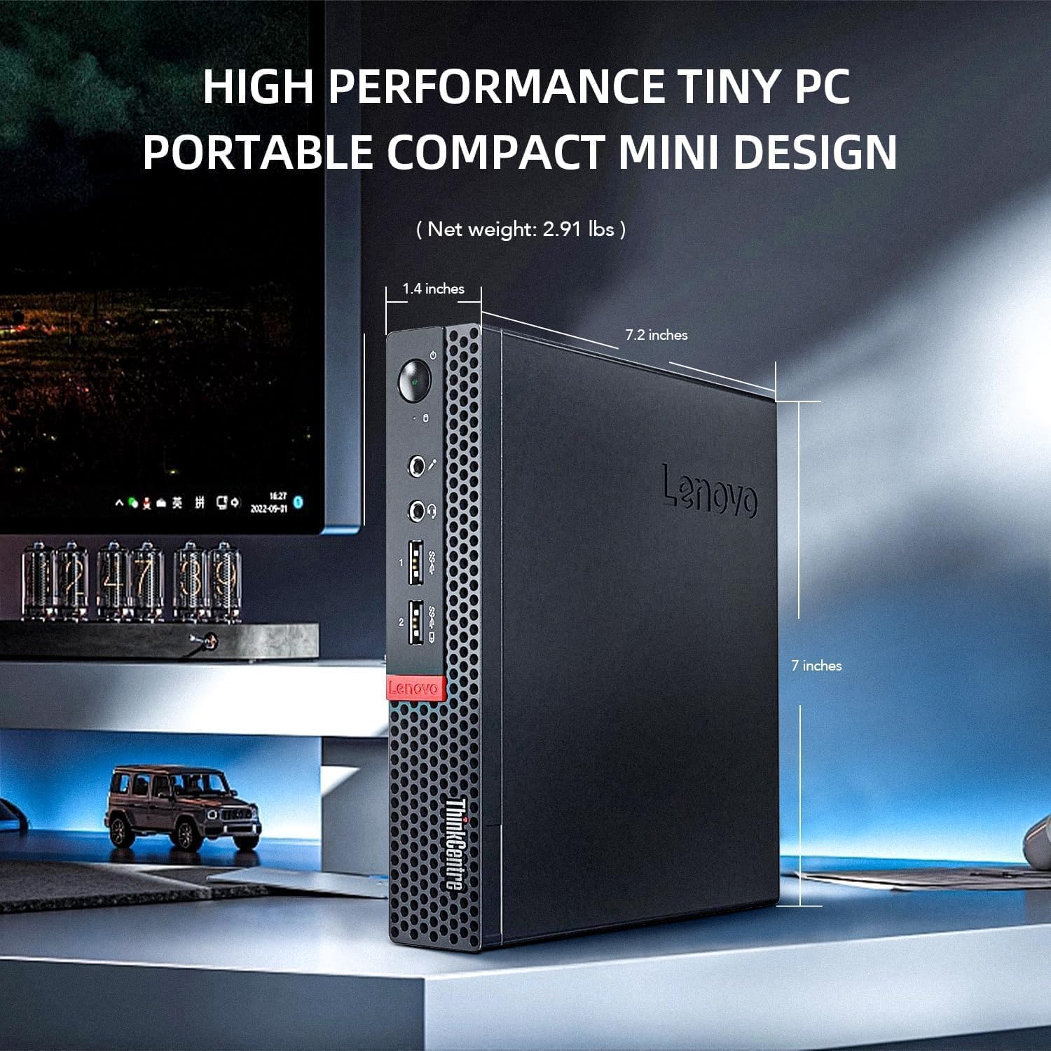 Lenovo ThinkCentre M710Q Mini Tiny Business Desktop PC, Windows 11 Pro, Core 6100, 16GB RAM, 256GB SSD, Keyboard, Mouse, DisplayPort, WiFi (Renewed)