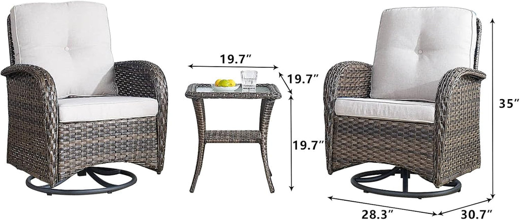 HUMMUH 6-Piece Patio Furniture PE Wicker Outdoor Conversation Set,All-Weather Rattan Swivel Rocker Chairs Outdoor Couch Ottomans for Backyard,Poolside,Deck