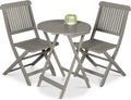 Best Choice Products 3-Piece Acacia Wood Bistro Set, Folding Patio Furniture for Backyard, Balcony, Deck w/ 2 Chairs, Round Coffee Table, Teak Finish - Gray