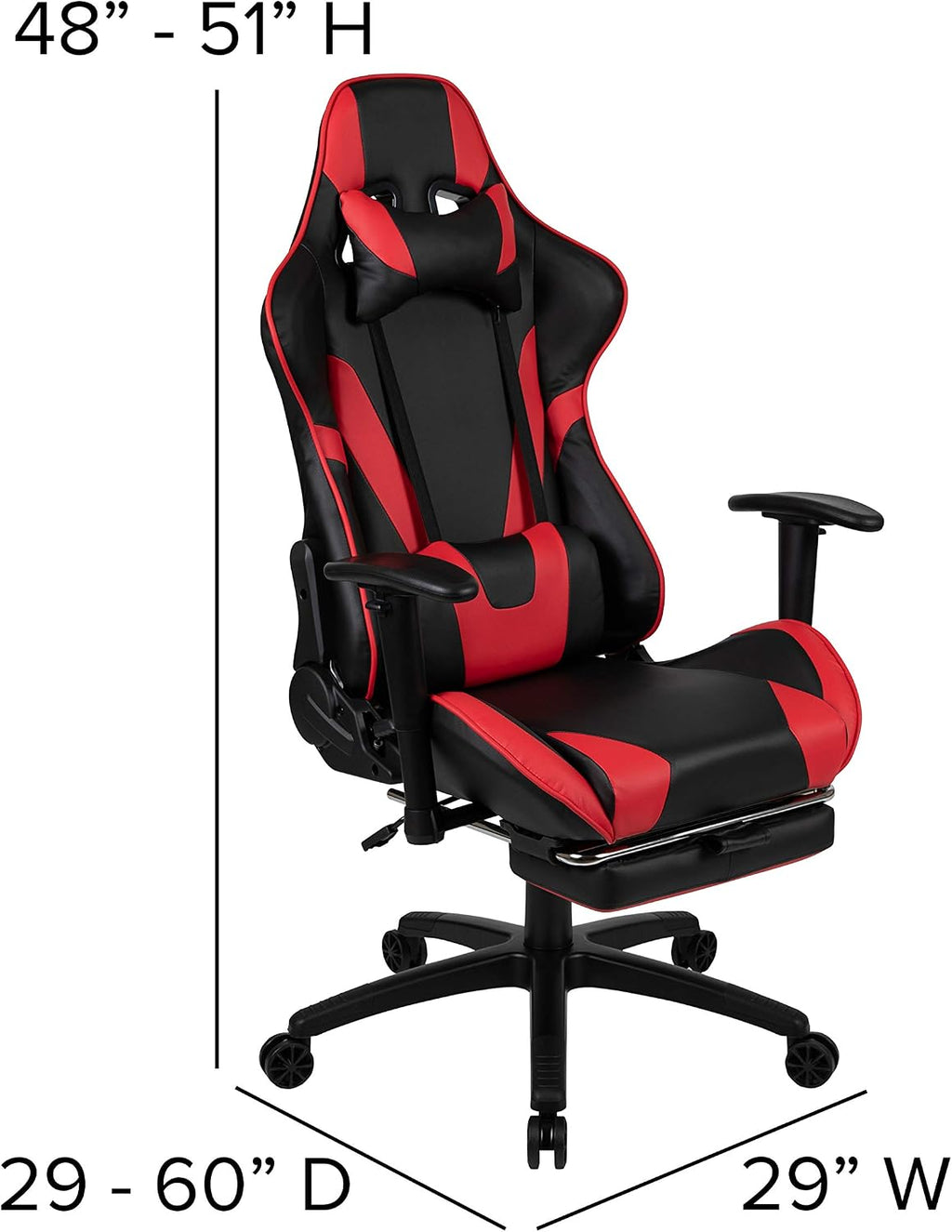 Flash Furniture Red Gaming Desk and Red/Black Footrest Reclining Gaming Chair Set with Cup Holder and Headphone Hook