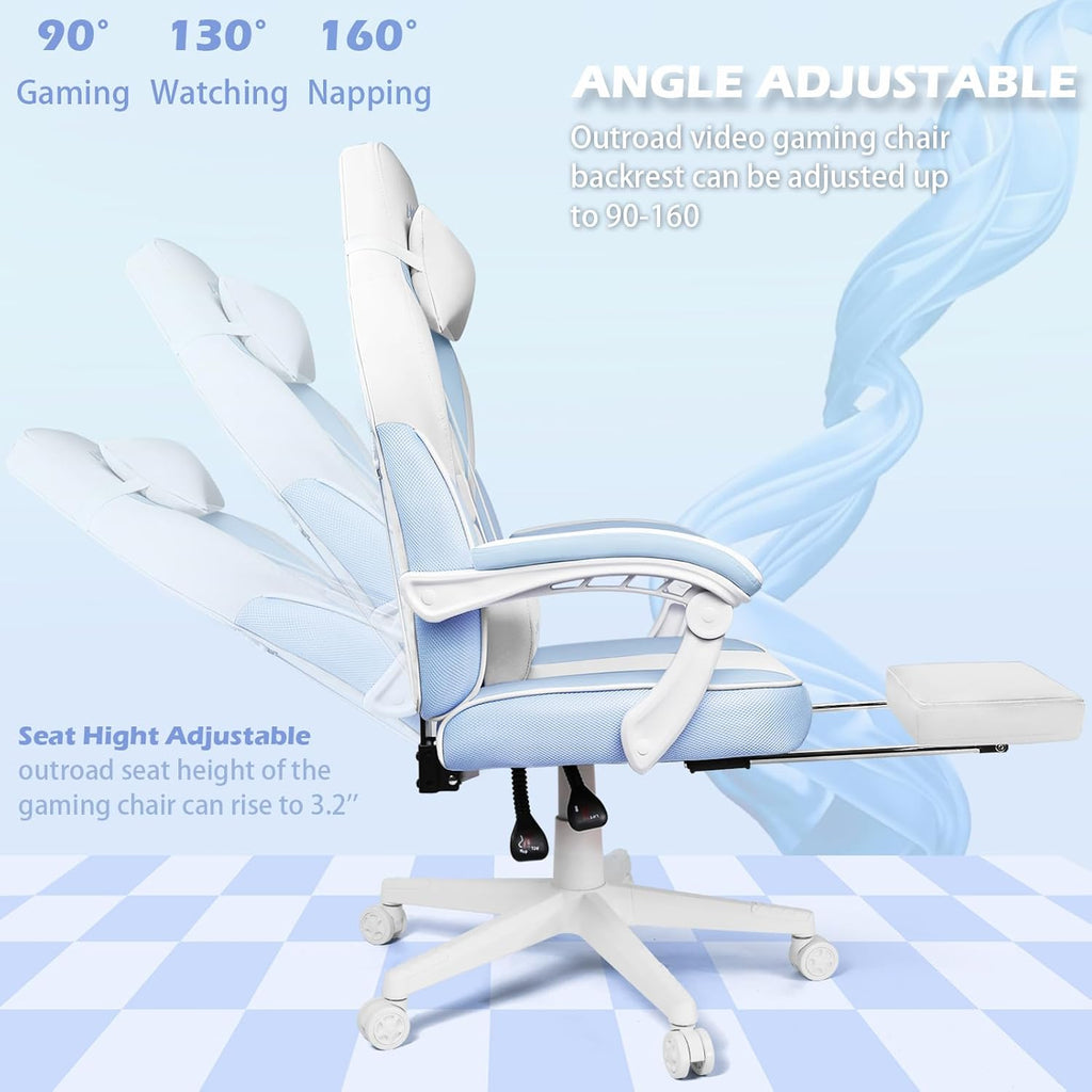 LEMBERI Gaming Chairs for Adults,Ergonomic Video Game Chairs with footrest,Big and Tall Gaming Chair 400lb Weight Capacity, Racing Style Gaming Computer Gamer Chair with Headrest and Lumbar Support