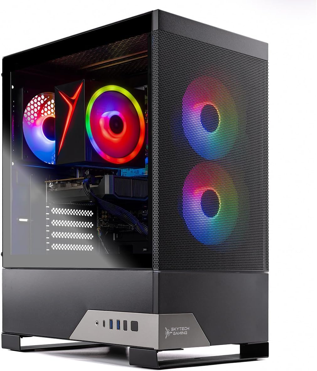 Skytech Gaming Nebula 2 Gaming PC, AMD Ryzen 5 5500 3.6GHz, NVIDIA RTX 5060, 1TB NVMe SSD, 16GB DDR4 RAM 3200, 650W Gold PSU, Wi-Fi, Win 11, Gaming Desktop