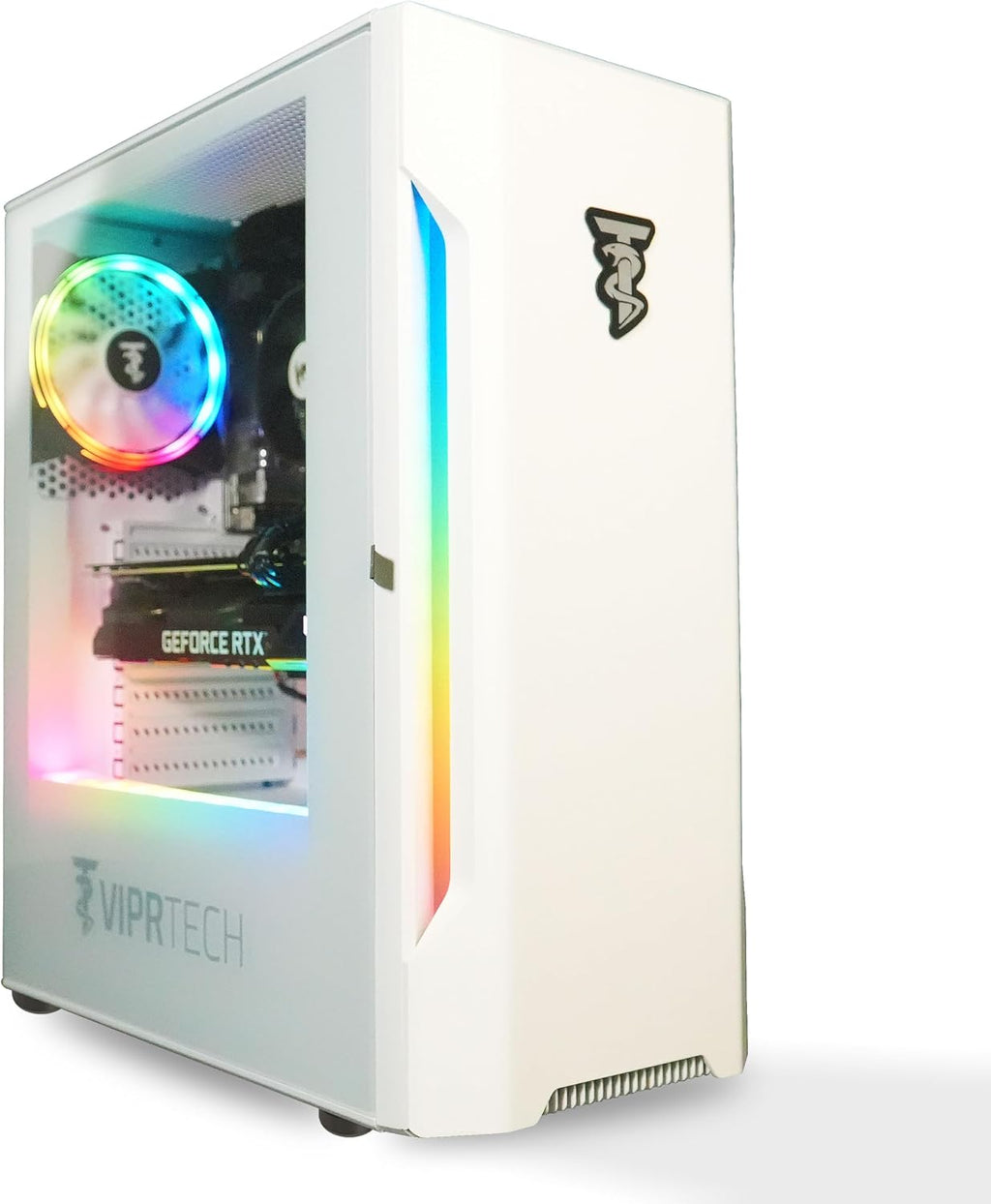 ViprTech Rebel 5.0 Gaming PC - AMD Ryzen 7 (4.1Ghz Turbo), RTX 5060 8GB, 16GB DDR4 RAM, 1TB SSD, VR-Ready, Streaming, WiFi BT, RGB, Win 11 Pro, Prebuilt Desktop Computer, White