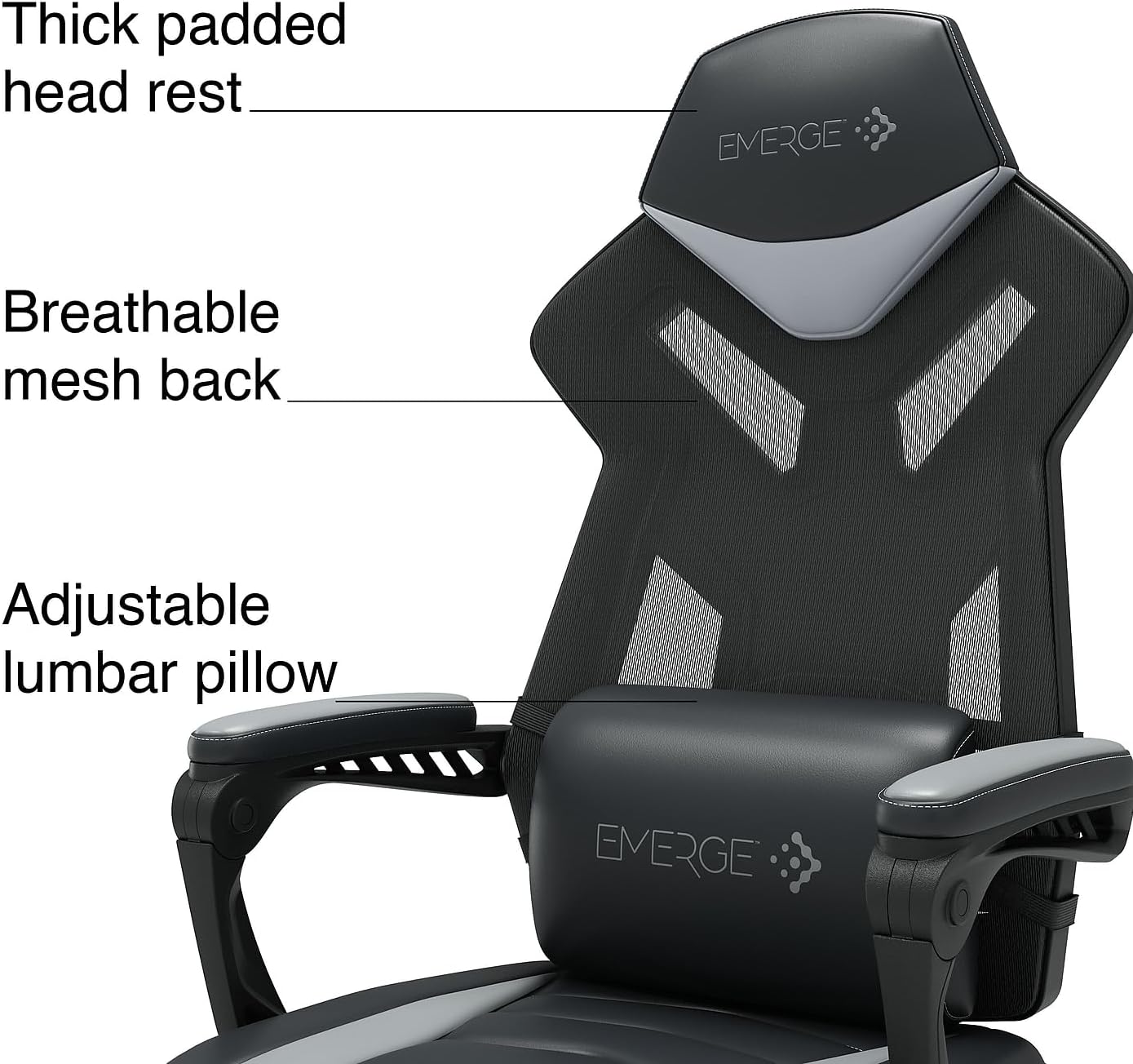 Staples Emerge Vomax Gaming Chair, Ergonomic, Adjustable Height, Swivel, Black