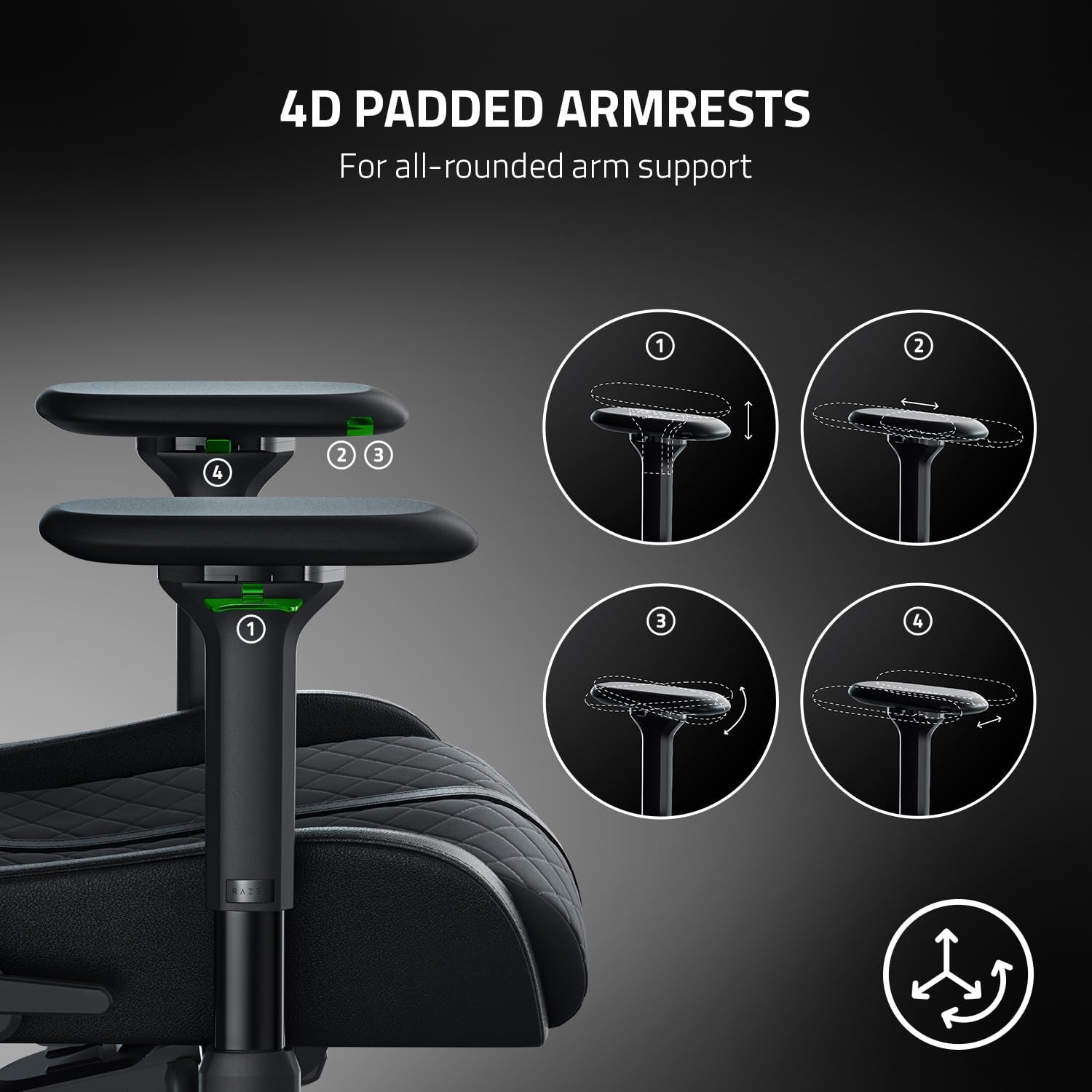 Razer Enki Gaming Chair: All-Day Comfort - Built-in Lumbar Arch - Optimized Cushion Density - Dual-Textured, Eco-Friendly Synthetic Leather - Reactive Seat Tilt & 152-Degree Recline - Black