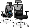 COMHOMA Office Chair Ergonomic Big and Tall Gaming Chair 350 LBS with 3D Adaptive Lumbar Support & Headrest, High Back Swivel Mesh Desk Chair Comfy for for Long Hours Work, ErgoFlex-P26, Black