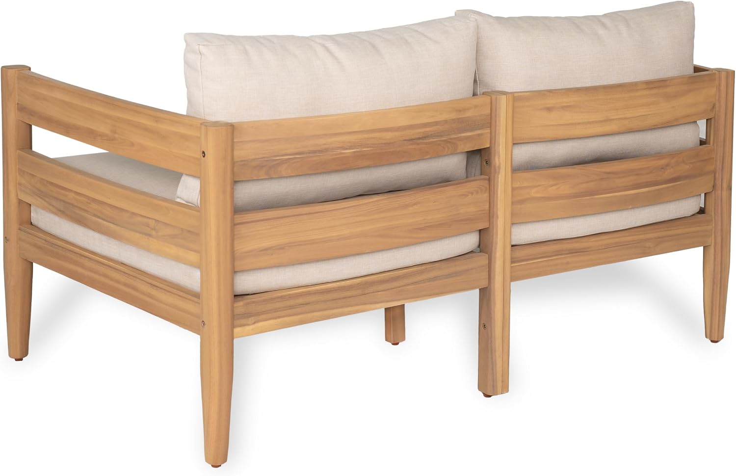 Christopher Knight Home Kory 4-Piece Acacia Wood Patio Furniture Set, Outdoor Conversation Sofa Chat Set with Club Chair and Coffee Table, Patio 4-Seater Seating Group for Backyard Balcony, Teak+Beige