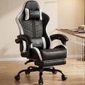 GTPLAYER Gaming Chair, Ergonomic Game Computer Chairs with Foot Rest for Adults, Adjustable PC Game Chair with Reclining Function and Comfortable Headrest for Home and Office Use (White)