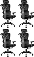 Ergonomic Office Chair High Back Desk Chair with Lumbar Support, Breathable Mesh Computer Chair with Adjustable Armrests Height, Reclining Big and Tall Gaming Chair for Home Office(Black 4Pack)