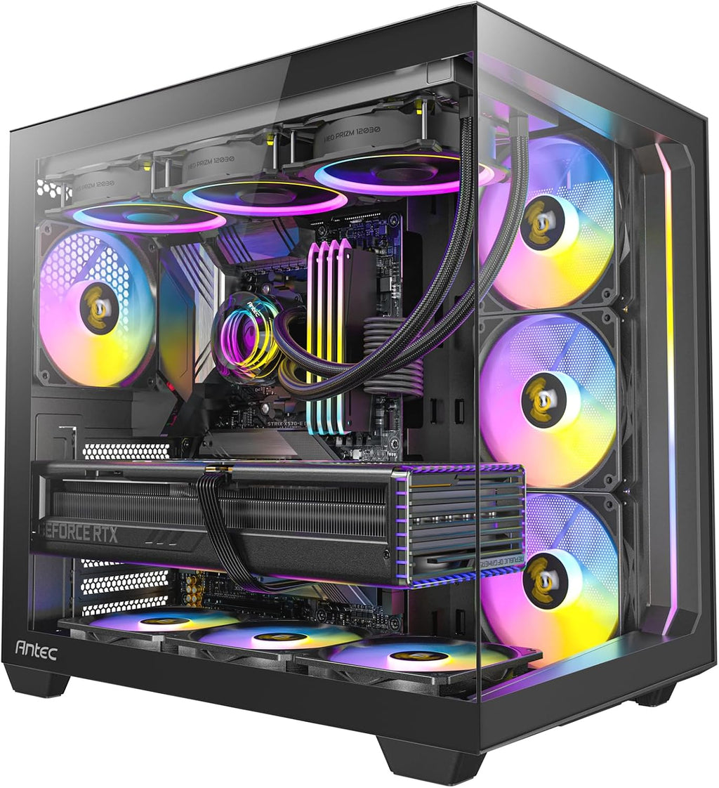 Antec C5 ARGB, Mid-Tower ATX PC Case, Seamless Tempered Glass Front & Side Panels, 7×120mm ARGB PWM Fans Included, Supports Up to 10 Fans, 360mm Radiator Support, Type-C 3.2 Gen 2