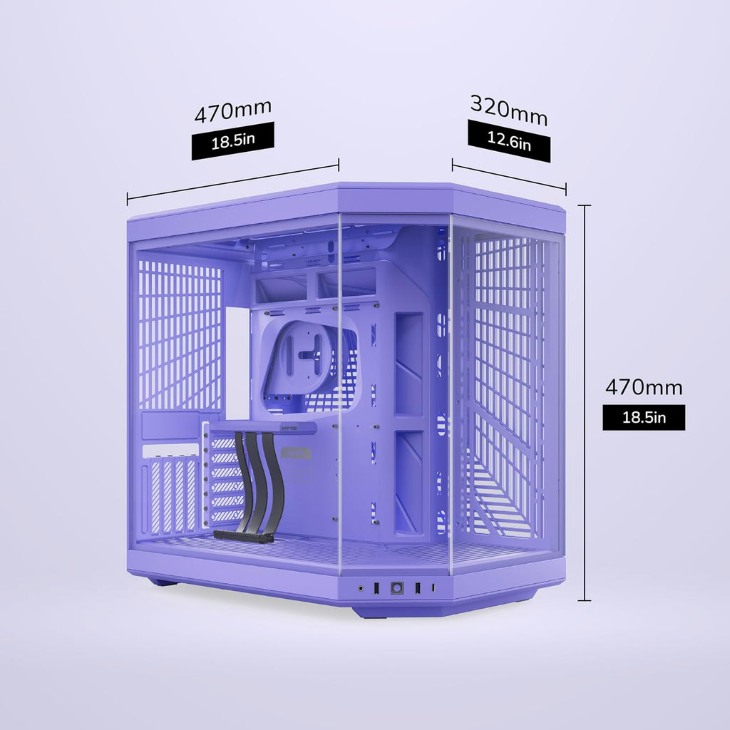 Hyte Y70 Mid-Tower ATX Gaming PC Desktop Case - Panoramic Tempered Glass - Dual Chamber - High Airflow Chassis - PCIE 4.0 Riser Cable Included - New Modern Aesthetic - Taro Milk (Purple)