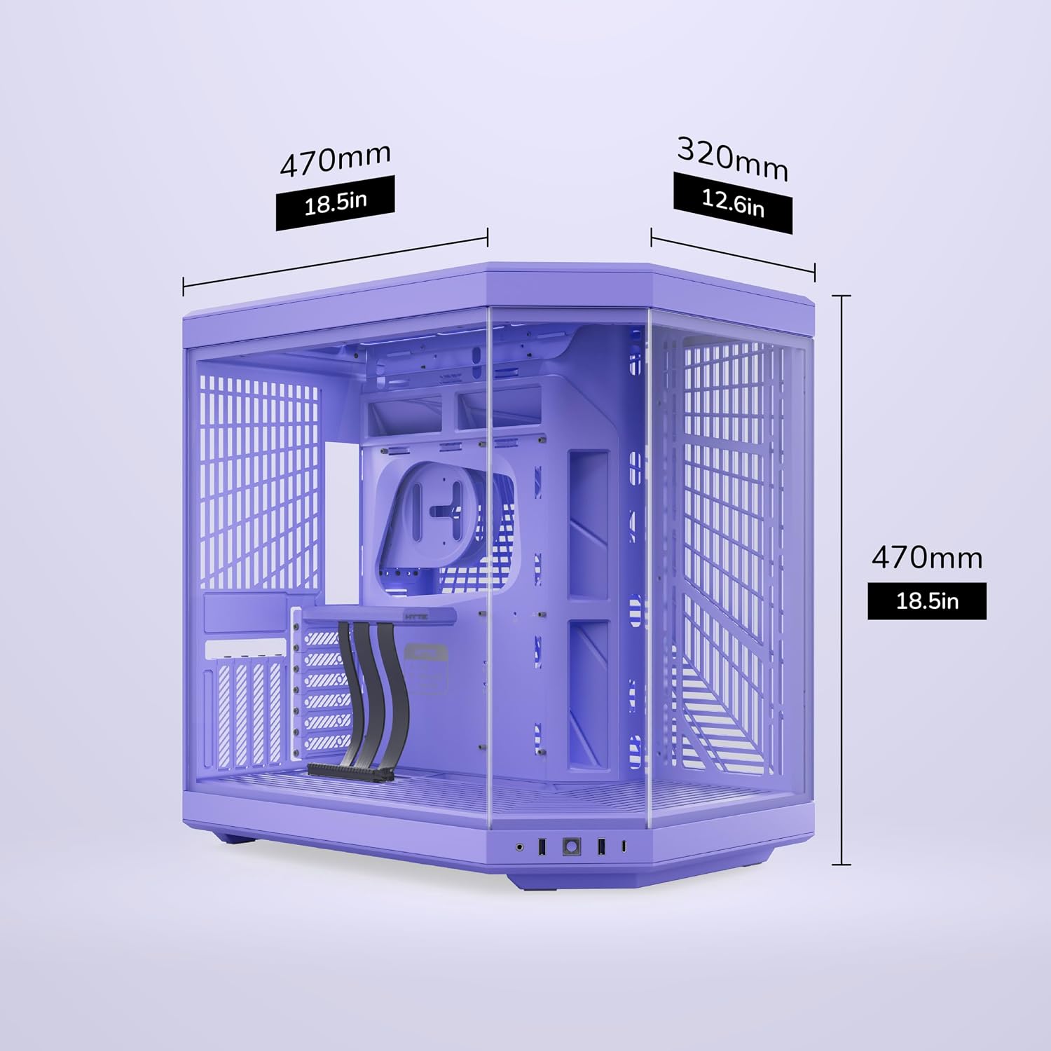 Hyte Y70 Mid-Tower ATX Gaming PC Desktop Case - Panoramic Tempered Glass - Dual Chamber - High Airflow Chassis - PCIE 4.0 Riser Cable Included - New Modern Aesthetic - Taro Milk (Purple)
