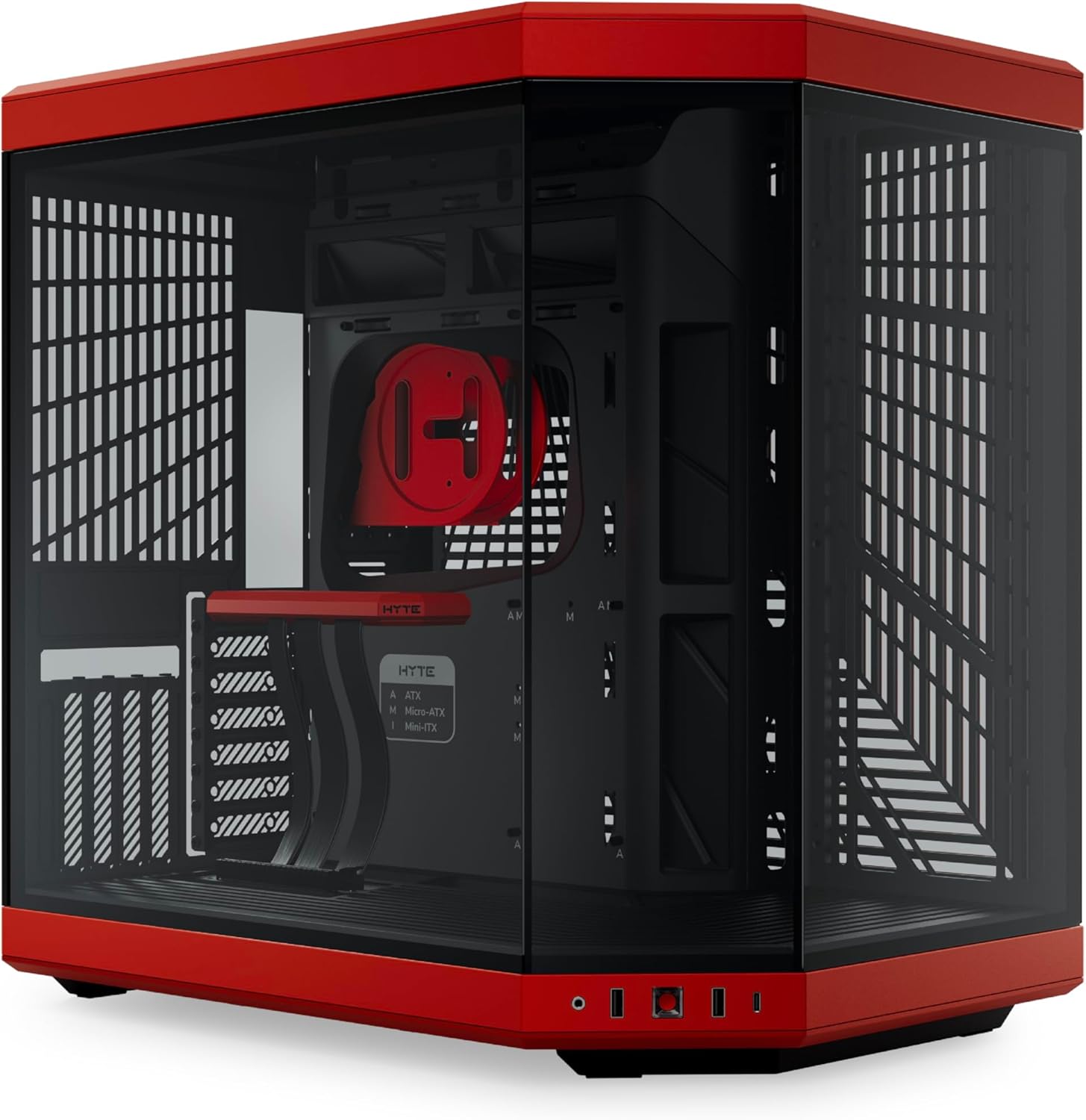 Hyte Y70 Upgraded Modern Aesthetic Dual Chamber Panoramic Tempered Glass Mid-Tower ATX Computer Gaming Case with PCIE 4.0 Riser Cable Included, Red (CS-HYTE-Y70-BR)