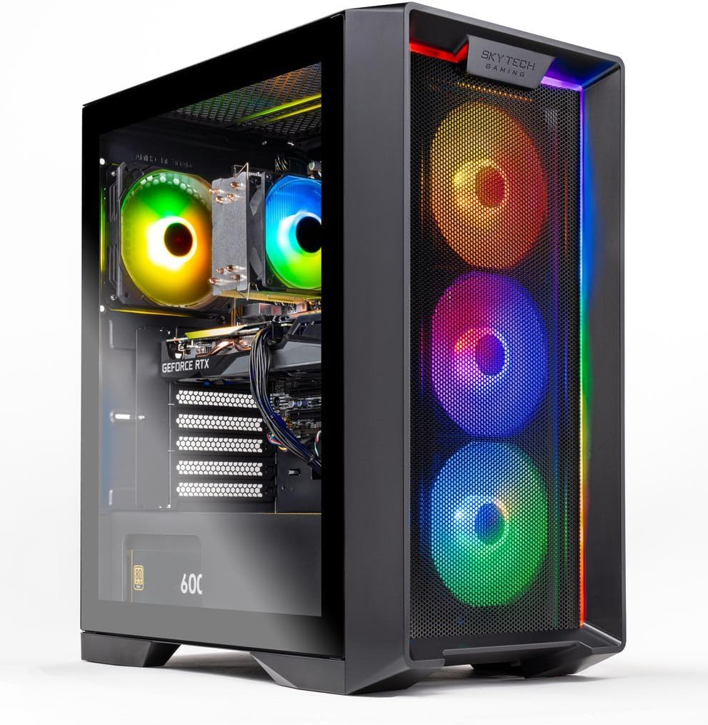 Skytech Nebula Gaming PC Desktop, Ryzen 5 3600 3.6 GHz (4.2GHz Turbo), NVIDIA RTX 3050 6GB, 1TB HDD, 16GB DDR4 RAM 3200, 600W Gold PSU, Wi-Fi, Win 11