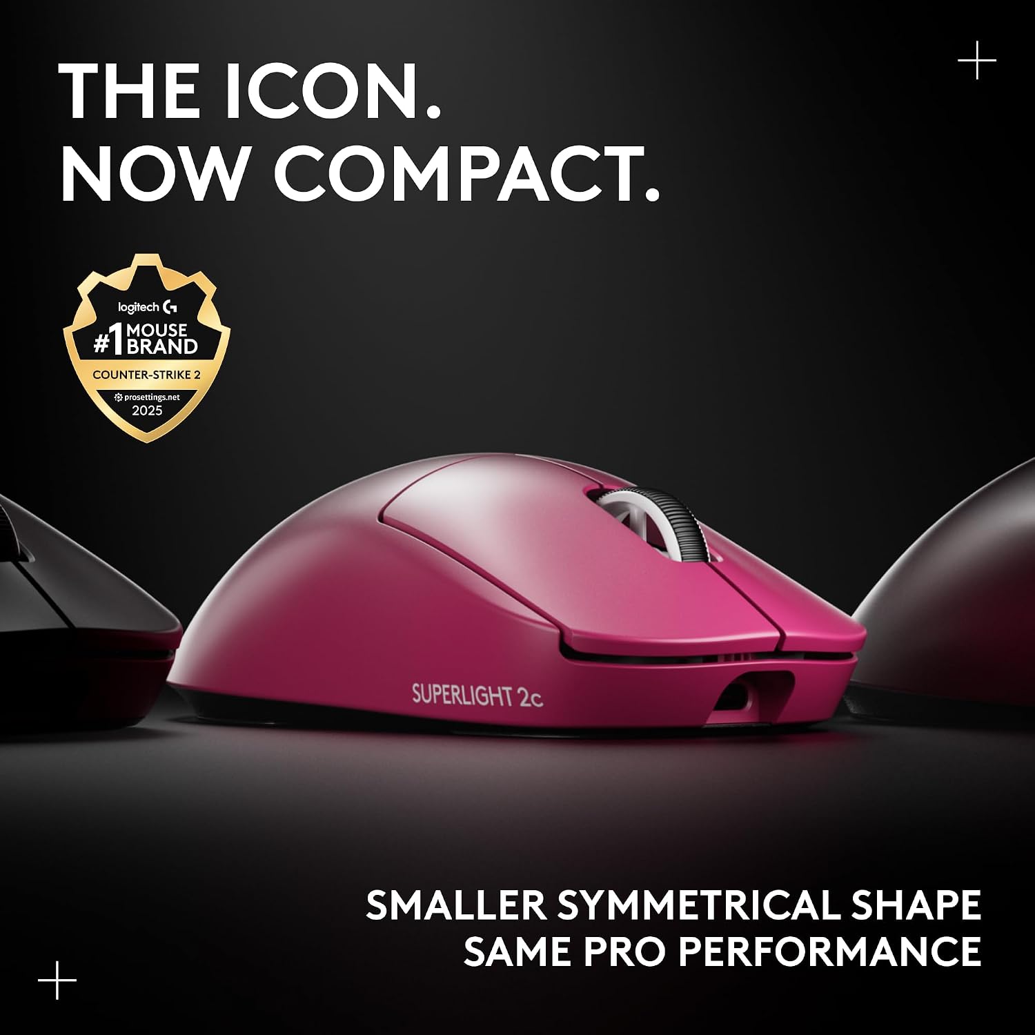 Pro X Superlight 2c Wireless Gaming Mouse: 51g Compact Mini Size, Symmetrical Shape, <8 kHz Polling, 44K DPI, PowerPlay Wireless Charging Supported, USB-C, 5 Programmable Buttons, For PC/Mac - Magenta