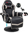 POWERSTONE Gaming Recliner, Adjustable Massage Gaming Chair with Cup Holder Footrest Ergonomic Single Sofa Living Room Home Theater Seating with Side Pouch (Grey)