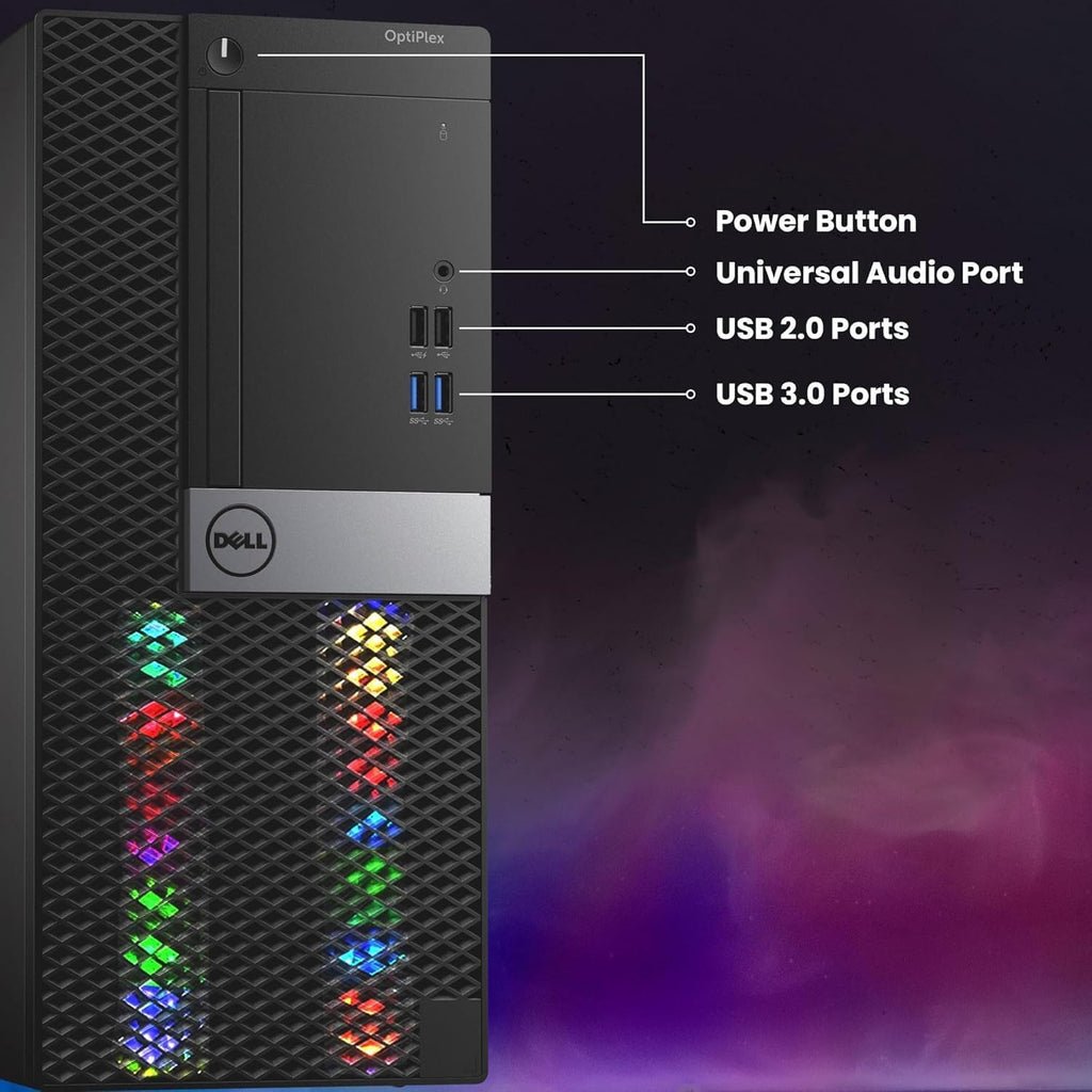 Dell RGB Gaming Tower Computer, Intel Core i7 6th Gen, GeForce GTX 1050 Ti 4G, 16GB RAM, 512GB SSD, Prebuilt Gaming Desktop PC with Built-in WiFi & RGB Set, Windows 11 Pro (Renewed)