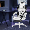 Vigosit Cute Gaming Chair with Footrest - Ergonomic Computer Chair Cow Print Design, High Back PU Leather Office Chairs with Lumbar Support for Adults