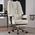 EXCEBET Big and Tall Office Chair 400lbs Wide Seat, Leather High Back Executive Office Chairs with Foot Rest, Ergonomic Lumbar Support for Lower Back Pain Relief (White)
